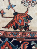 10'5 x 11'5 Antique ivory ground Heriz tribal rug #2054 / 11x12 Vintage Rug - Blue Parakeet Rugs
