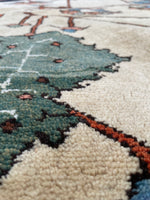 10'5 x 11'5 Antique ivory ground Heriz tribal rug #2054 / 11x12 Vintage Rug - Blue Parakeet Rugs