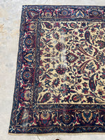 5’10 x 8’  Antique 1920s ivory ground plum border rug #1903 / 6x8 Vintage rug - Blue Parakeet Rugs