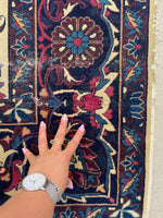 5’10 x 8’  Antique 1920s ivory ground plum border rug #1903 / 6x8 Vintage rug - Blue Parakeet Rugs