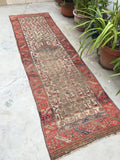 2'8 x 9'5 skinny Antique Kurdish Runner (#1032A) - Blue Parakeet Rugs