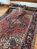6’8 x 9’6 Antique 1920s tribal Heriz wool rug #1824 / large vintage rug / 7x10 Vintage Rug - Blue Parakeet Rugs