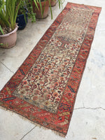 2'8 x 9'5 skinny Antique Kurdish Runner (#1032A) - Blue Parakeet Rugs