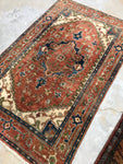 3' x 4'11 Vintage Heriz / small Persian rug - Blue Parakeet Rugs