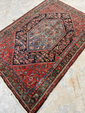 4’3 x 6’4 Antique tribal with medallion rug #1906 / 4x6 Vintage rug - Blue Parakeet Rugs