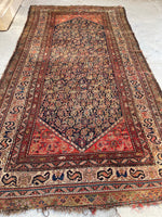 5'2 x 10'5 Worn Antique Kurdish rug #670ML / 5x11 Vintage Rug - Blue Parakeet Rugs