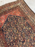 5'2 x 10'5 Worn Antique Kurdish rug #670ML / 5x11 Vintage Rug - Blue Parakeet Rugs