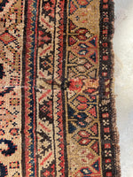 5'2 x 10'5 Worn Antique Kurdish rug #670ML / 5x11 Vintage Rug - Blue Parakeet Rugs