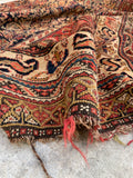 5'2 x 10'5 Worn Antique Kurdish rug #670ML / 5x11 Vintage Rug - Blue Parakeet Rugs