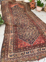 5'2 x 10'5 Worn Antique Kurdish rug #670ML / 5x11 Vintage Rug - Blue Parakeet Rugs