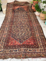 5'2 x 10'5 Worn Antique Kurdish rug #670ML / 5x11 Vintage Rug - Blue Parakeet Rugs
