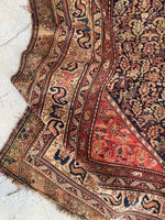 5'2 x 10'5 Worn Antique Kurdish rug #670ML / 5x11 Vintage Rug - Blue Parakeet Rugs
