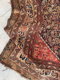 5'2 x 10'5 Worn Antique Kurdish rug #670ML / 5x11 Vintage Rug - Blue Parakeet Rugs