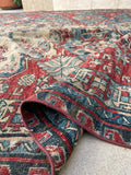 6' x 7'10 worn Soumak rug #2056 / 6x8 Vintage Rug - Blue Parakeet Rugs