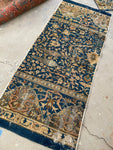 2'4 x 5'7 Antique 19th Century Agra runner #2229 / 2x6 Vintage Rug - Blue Parakeet Rugs