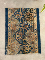 2'7 x 3'6 Antique 19th Century Agra scatter rug #2231 / 3x4 Vintage Rug - Blue Parakeet Rugs