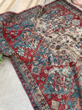 6' x 7'10 worn Soumak rug #2056 / 6x8 Vintage Rug - Blue Parakeet Rugs