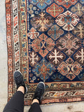 4'7 x 7'3 Antique 19th Century Shirvan rug #2057 / 5x7 Vintage Rug - Blue Parakeet Rugs