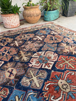 4'7 x 7'3 Antique 19th Century Shirvan rug #2057 / 5x7 Vintage Rug - Blue Parakeet Rugs