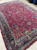 8'6 x 12'2 Antique Persian Scarlet Wine Rug #2711 / Large Persian Rug - Blue Parakeet Rugs