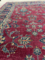 8'6 x 12'2 Antique Persian Scarlet Wine Rug #2711 / Large Persian Rug - Blue Parakeet Rugs