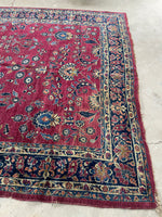 8'6 x 12'2 Antique Persian Scarlet Wine Rug #2711 / Large Persian Rug - Blue Parakeet Rugs