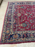 8'6 x 12'2 Antique Persian Scarlet Wine Rug #2711 / Large Persian Rug - Blue Parakeet Rugs