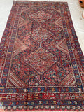 4'6 x 7'9 Antique 19th Century nomadic Qashqai rug #2058 / 5x8 Vintage Rug - Blue Parakeet Rugs