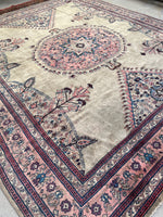10'6 x 12'6 Square-ish Turkish Sivas rug #2233 / 11x13 Vintage Rug - Blue Parakeet Rugs