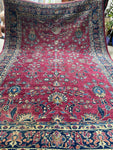 8'6 x 12'2 Antique Persian Scarlet Wine Rug #2711 / Large Persian Rug - Blue Parakeet Rugs