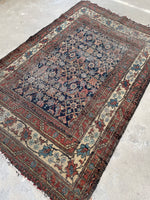 3’10 x 6’ Worn Antique Kurdish rug #1907ML / 4x6 vintage rug - Blue Parakeet Rugs