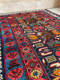 3'10 x 5'2 Antique Caucasian rug #2060 / 4x5 Vintage Rug - Blue Parakeet Rugs