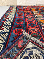 3'10 x 5'2 Antique Caucasian rug #2060 / 4x5 Vintage Rug - Blue Parakeet Rugs