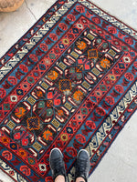 3'10 x 5'2 Antique Caucasian rug #2060 / 4x5 Vintage Rug - Blue Parakeet Rugs