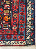 3'10 x 5'2 Antique Caucasian rug #2060 / 4x5 Vintage Rug - Blue Parakeet Rugs