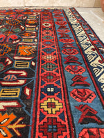 3'10 x 5'2 Antique Caucasian rug #2060 / 4x5 Vintage Rug - Blue Parakeet Rugs