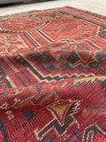 4'9 x 6' Worn Antique tribal rug #2061 / 5x6 Vintage Rug - Blue Parakeet Rugs