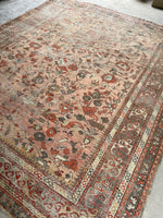 9'2 x 11' Antique Love Worn Persian rug #2692 / Large Vintage Rug - Blue Parakeet Rugs