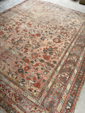 9'2 x 11' Antique Love Worn Persian rug #2692 / Large Vintage Rug - Blue Parakeet Rugs