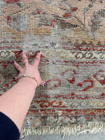 9'2 x 11' Antique Love Worn Persian rug #2692 / Large Vintage Rug - Blue Parakeet Rugs