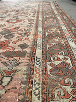 9'2 x 11' Antique Love Worn Persian rug #2692 / Large Vintage Rug - Blue Parakeet Rugs
