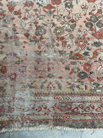 9'2 x 11' Antique Love Worn Persian rug #2692 / Large Vintage Rug - Blue Parakeet Rugs