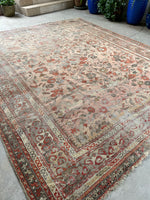 9'2 x 11' Antique Love Worn Persian rug #2692 / Large Vintage Rug - Blue Parakeet Rugs