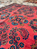 4'1 x 6'3 Antique and fine Mohajeran Sarouk rug #2062 / 4x6 Vintage Rug - Blue Parakeet Rugs