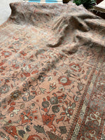 9'2 x 11' Antique Love Worn Persian rug #2692 / Large Vintage Rug - Blue Parakeet Rugs