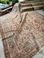 9'2 x 11' Antique Love Worn Persian rug #2692 / Large Vintage Rug - Blue Parakeet Rugs