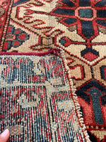 3'9 x 6'4 Antique 1920s village rug #2063 / 4x6 Vintage Rug - Blue Parakeet Rugs