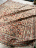 9'2 x 11' Antique Love Worn Persian rug #2692 / Large Vintage Rug - Blue Parakeet Rugs