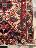 3'9 x 6'4 Antique 1920s village rug #2063 / 4x6 Vintage Rug - Blue Parakeet Rugs