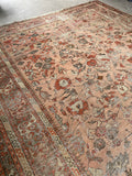 9'2 x 11' Antique Love Worn Persian rug #2692 / Large Vintage Rug - Blue Parakeet Rugs